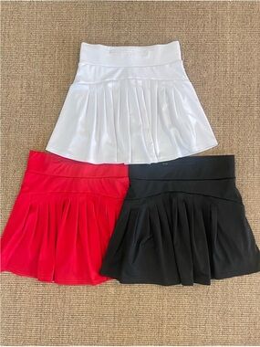 3 Tennis Golf Skort Bundle Small Pleated Athletic Skirts Built-In Shorts Pockets